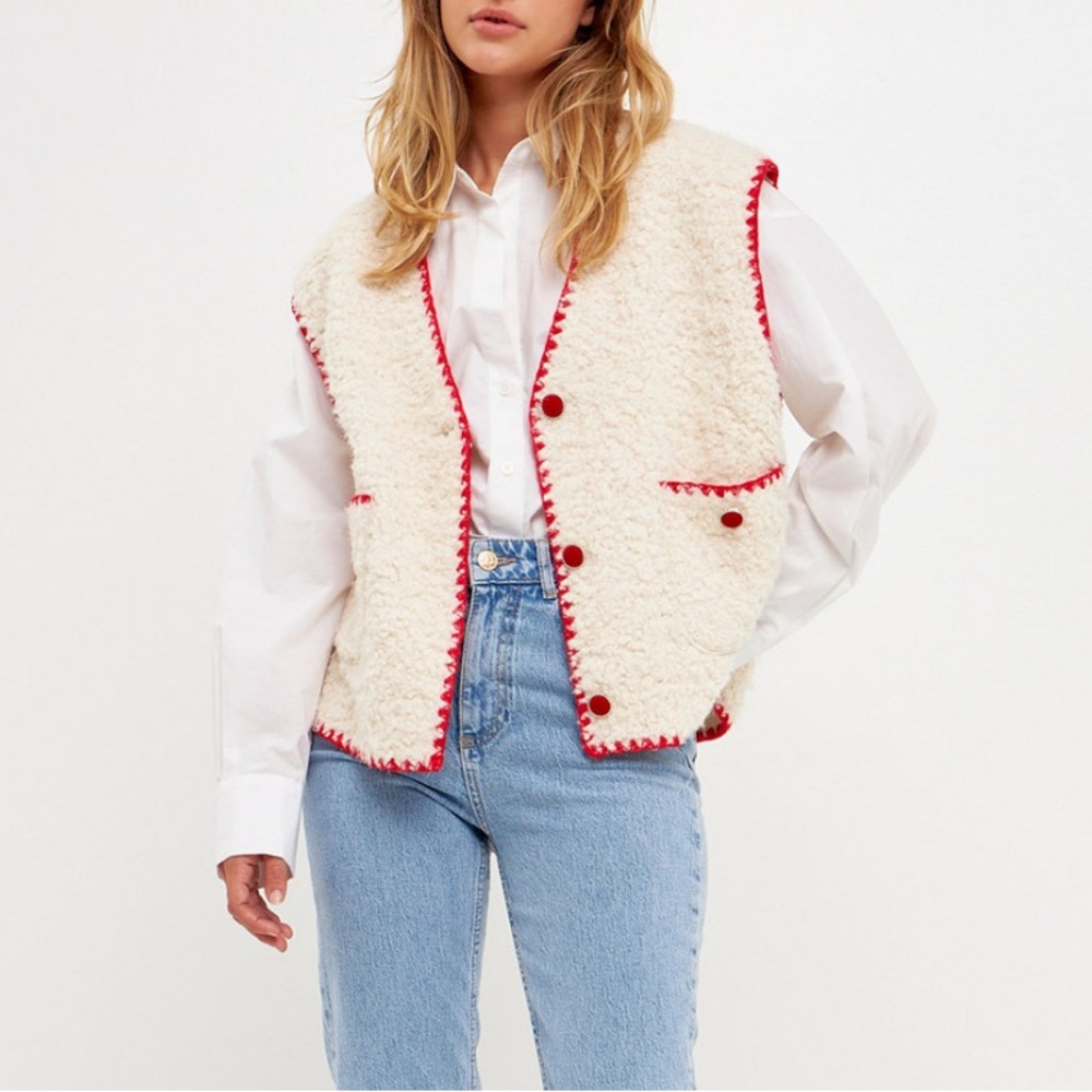 English Factory Premium Faux Shearling Vest